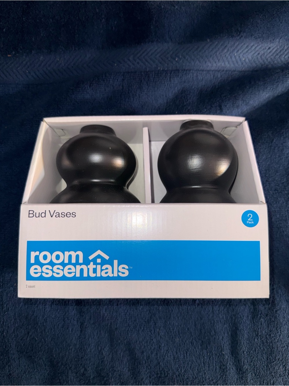 Room Essentials Matte Black Double-Bulb Bud Vase Set